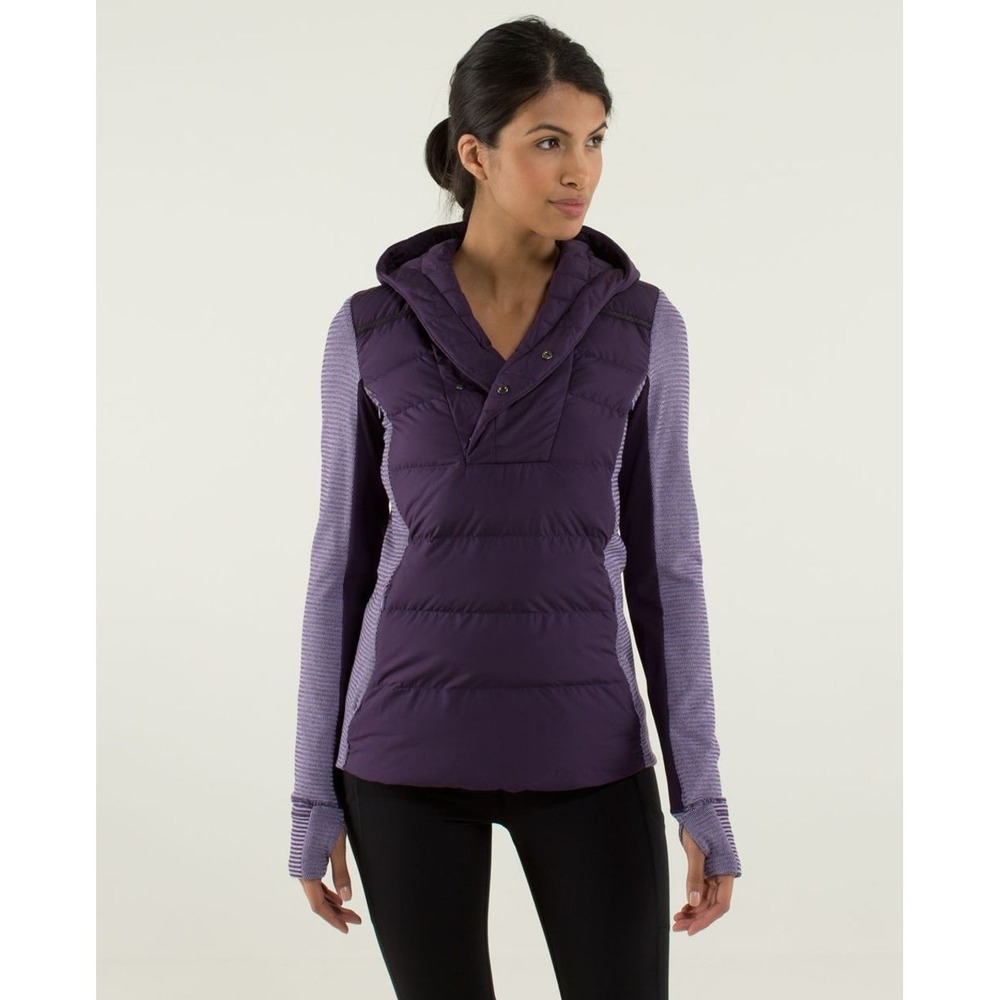 Lululemon Fluff Off Pullover Size 6 Deep Zinfandel Purple 800 Down Hooded Jacket